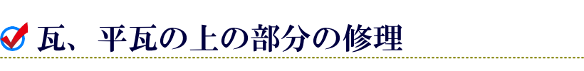 瓦(棟修理)、平瓦(本体、役物)の上に施工されている部分の修理