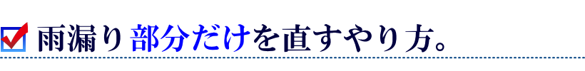 しっかり、きちんと雨漏り部分だけを直すやり方。